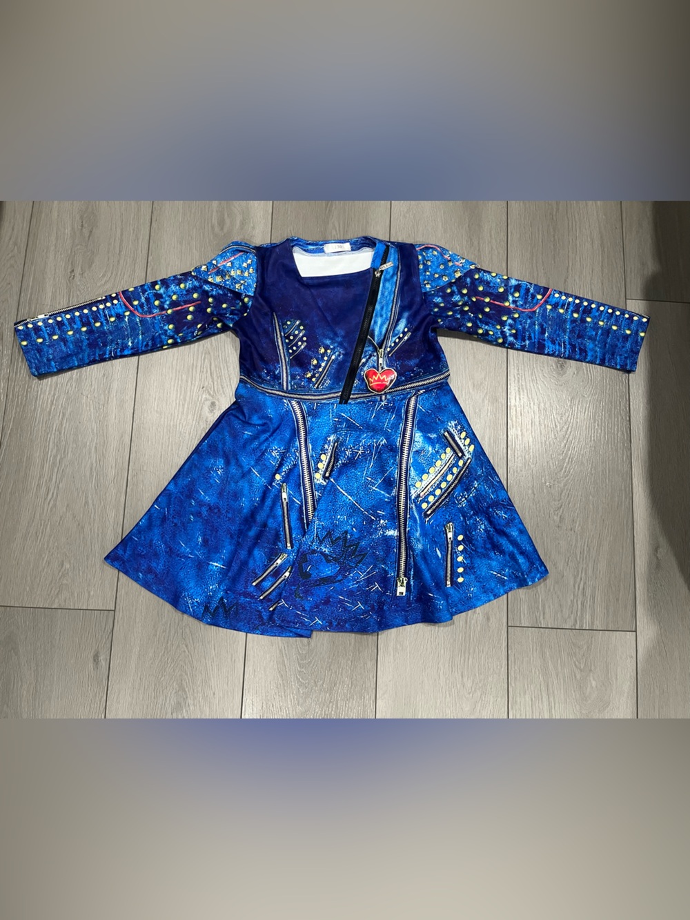 Disney inspired Descendants Evie Blue Kids Costume Dress Studded Jacket